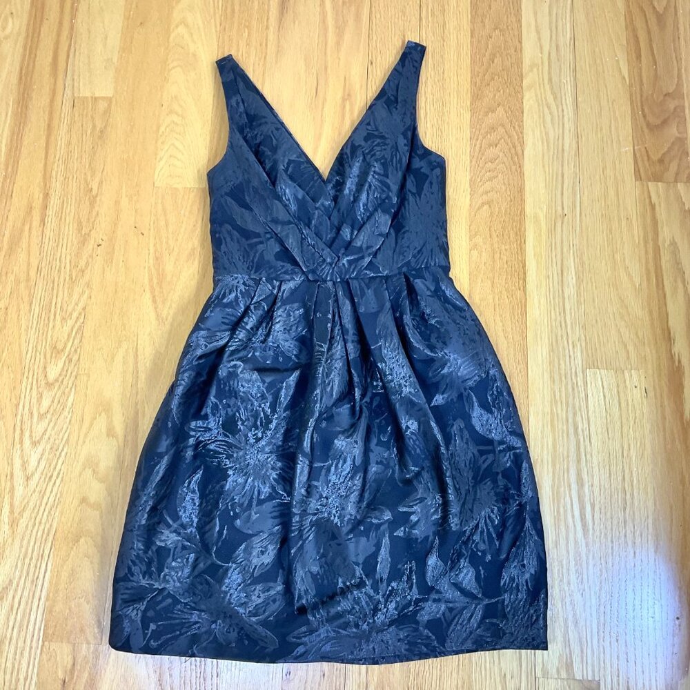 Vera Wang Dress Black Cocktail Satin Damask (6) - Picture 6 of 9